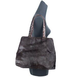 Real calf hair leather tote bag